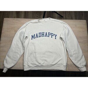 Madhappy Campus Crewneck Sweatshirt Ivory Blue Letters Size Medium